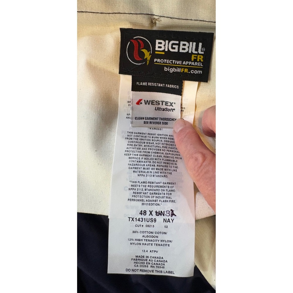 BIG BILL FR Flame Resistant Work Pants Men's 48 x 32 (30") Navy Blue‎ NWT - Picture 5 of 9